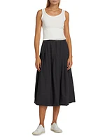 Pleated Wool-Blend Midi-Skirt