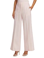 Wool & Silk-Blend Wide-Leg Pants