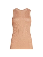 Rib-Knit Metallic Jersey Scoopneck Tank