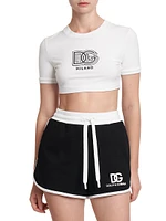 Logo Cotton-Blend Crop T-Shirt