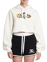 Floral Logo Cotton Crop Hoodie