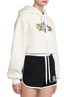 Floral Logo Cotton Crop Hoodie