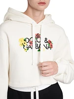 Floral Logo Cotton Crop Hoodie