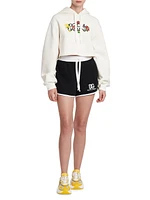 Floral Logo Cotton Crop Hoodie