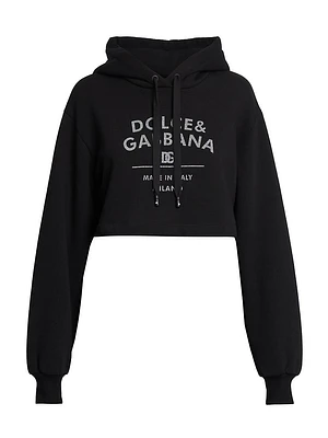 Logo Cotton-Blend Crop Hoodie