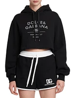 Logo Cotton-Blend Crop Hoodie