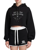 Logo Cotton-Blend Crop Hoodie