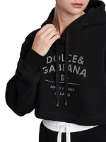 Logo Cotton-Blend Crop Hoodie