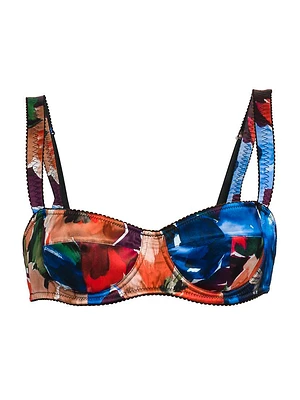 Floral Silk-Blend Underwire Bra