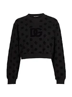 DNA Monogram Cotton-Blend Crop Sweatshirt