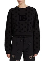 DNA Monogram Cotton-Blend Crop Sweatshirt