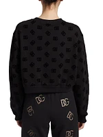 DNA Monogram Cotton-Blend Crop Sweatshirt