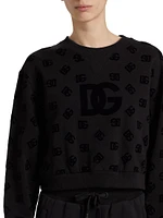 DNA Monogram Cotton-Blend Crop Sweatshirt