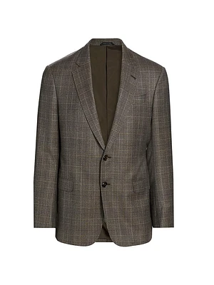 Plaid Wool Two-Button Sport Coat