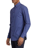 Geometric Cotton Button-Front Shirt