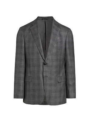 Plaid Wool & Silk-Blend Two-Button Sport Coat