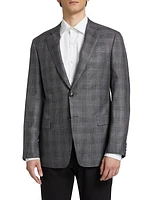 Plaid Wool & Silk-Blend Two-Button Sport Coat