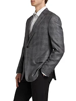 Plaid Wool & Silk-Blend Two-Button Sport Coat