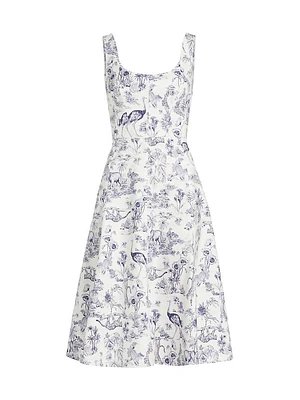 Elowen Printed Cotton-Blend Midi-Dress