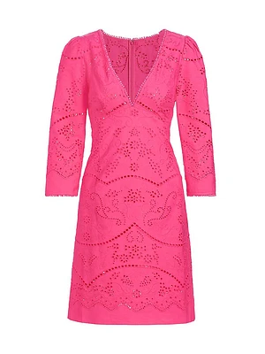 Marchesa Rosa Anise Cotton Eyelet Minidress