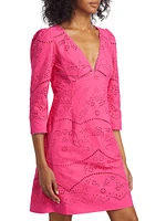 Marchesa Rosa Anise Cotton Eyelet Minidress