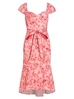 Marchesa Rosa Daylily Cotton-Blend Midi-Dress