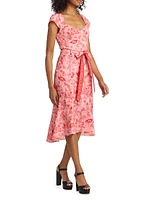 Marchesa Rosa Daylily Cotton-Blend Midi-Dress