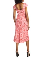 Marchesa Rosa Daylily Cotton-Blend Midi-Dress