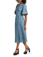 Marchesa Rosa Dhalia Embroidered Cotton Midi-Dress