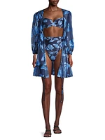 Nightflower Floral Drawstring Cover-Up