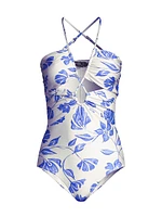 Nightflower Lace-Up One-Piece Swimsuit