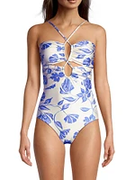 Nightflower Lace-Up One-Piece Swimsuit