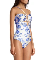 Nightflower Lace-Up One-Piece Swimsuit