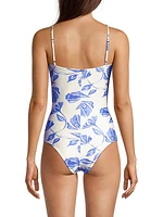 Nightflower Lace-Up One-Piece Swimsuit