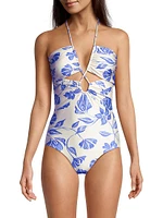 Nightflower Lace-Up One-Piece Swimsuit