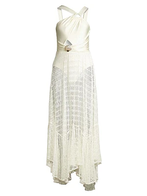 Asymmetric Netted Maxi Dress