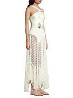 Asymmetric Netted Maxi Dress