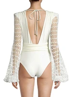 Lace Long-Sleeve One-Piece Swimsuit