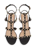 Rockstud Calfskin Ankle Strap Sandals 60 MM