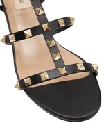 Rockstud Calfskin Ankle Strap Sandals