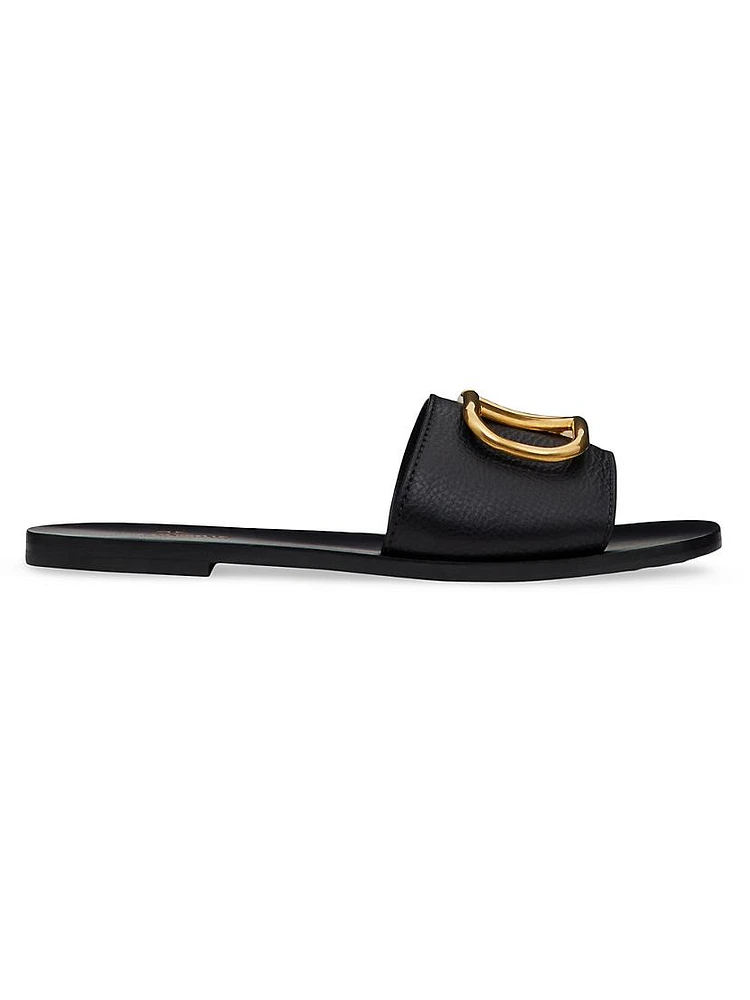 VLogo Signature Slide Sandals Grainy Cowhide