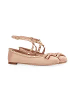 Rockstud Satin Ballerina Flats