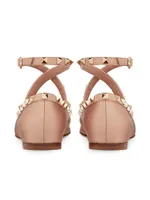 Rockstud Satin Ballerina Flats