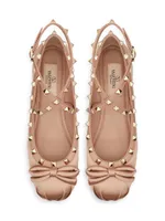 Rockstud Satin Ballerina Flats