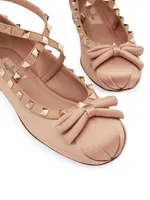 Rockstud Satin Ballerina Flats