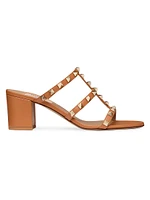 Rockstud Calfskin Leather Slide Sandals 60MM