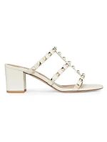 Rockstud Calfskin Leather Slide Sandals 60MM
