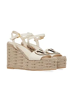 VLogo Calfskin Cut-Out Wedge Sandals 110 MM