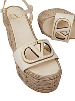 VLogo Calfskin Cut-Out Wedge Sandals 110 MM