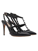 Rockstud Ankle Strap Pumps With Tonal Studs 100 MM